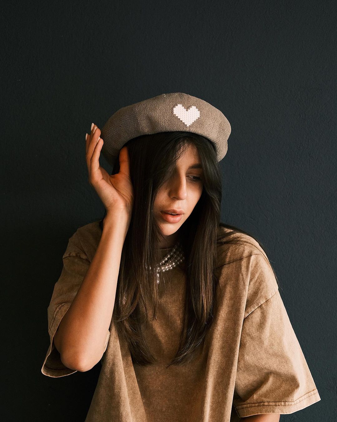 cap Берет с Сердечком I Kashket (Кашкет) Какао - Kashket.me Taton.shop