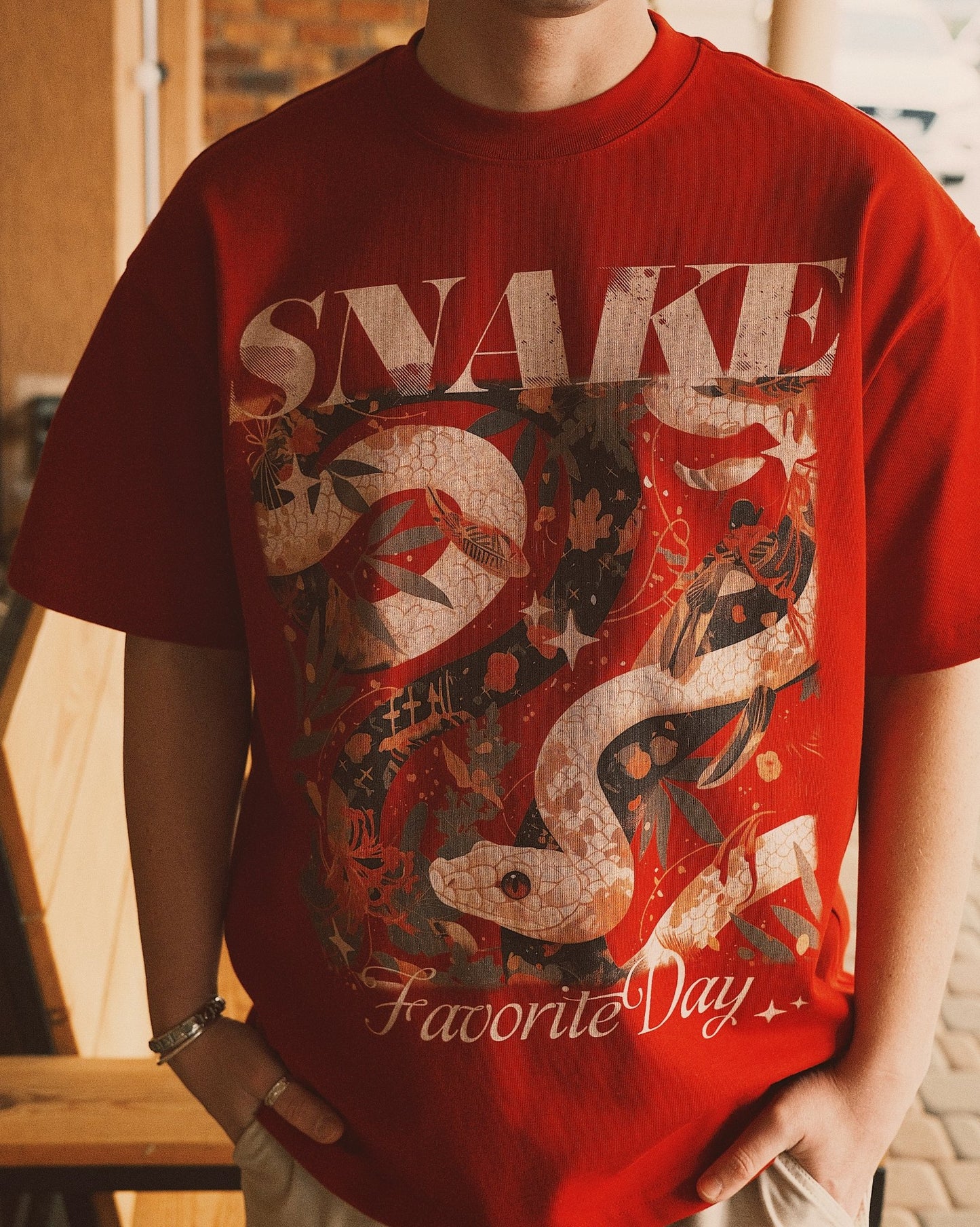 T-shirt Червона футболка з принтом SNAKE M - Tsupkyi (Цупкий) Taton.shop