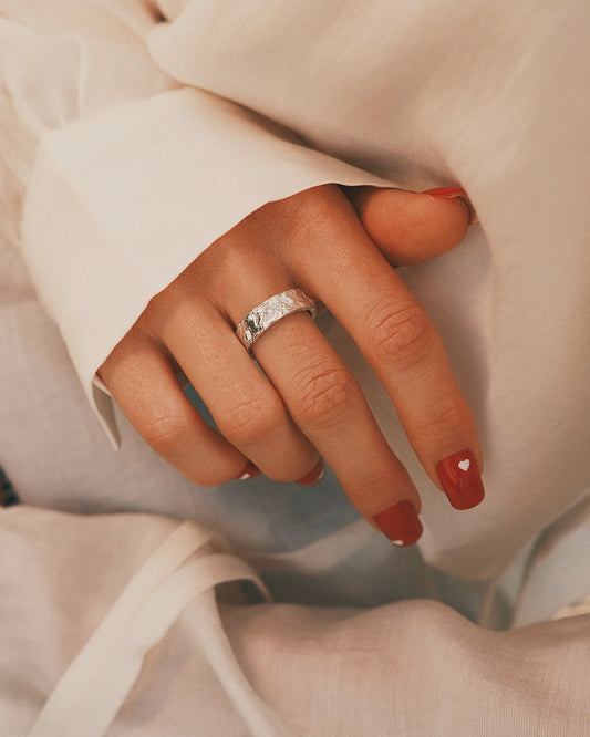 Каблучка Срібна регульована каблучка «Текстура Льоду» - Kashimir.me Taton.shop