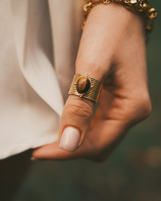 Каблучка з кварцем або тигровим оком Brown - Kashimir.me Taton.shop