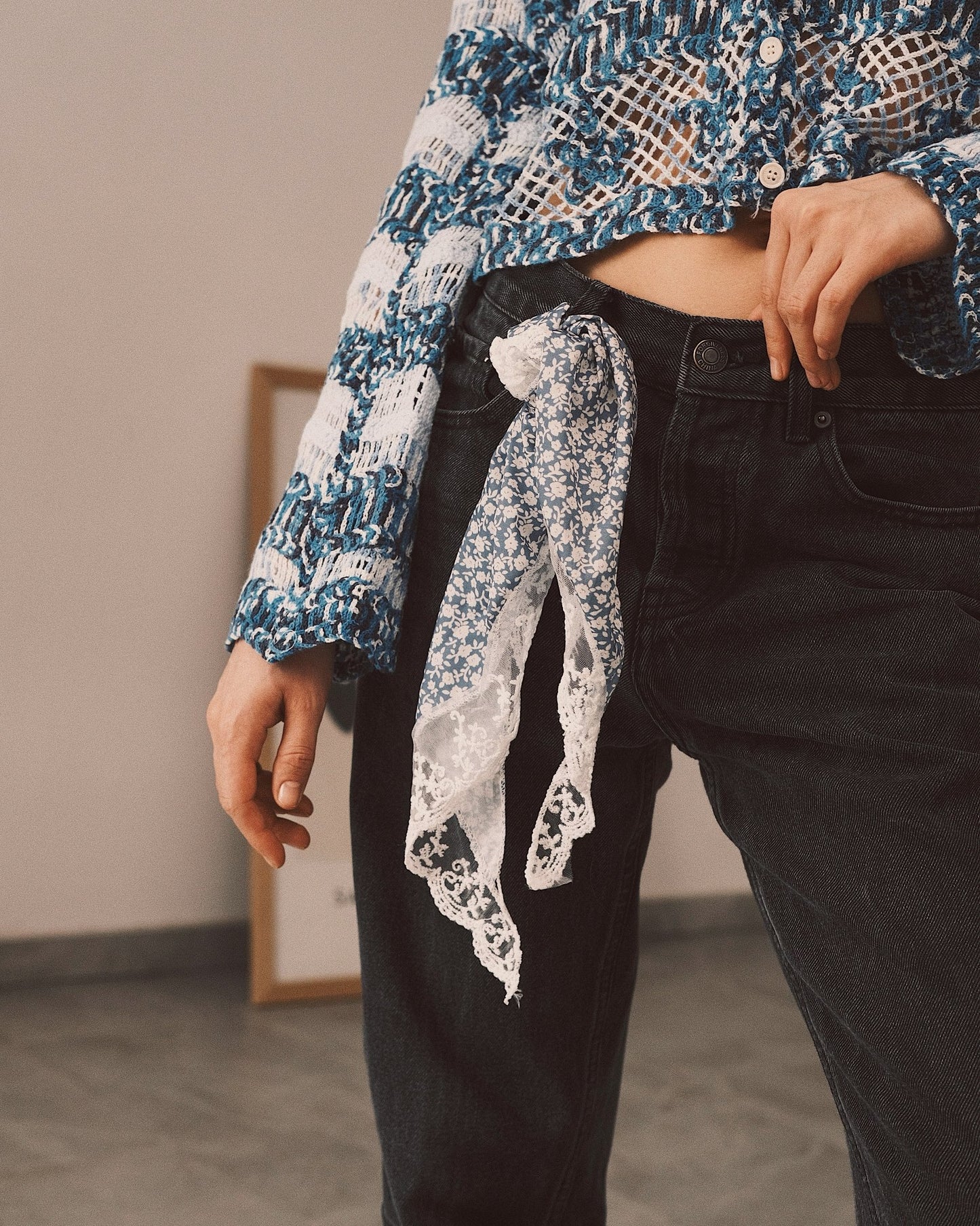 Хуска Мереживна хусточка — топовий аксесуар, що качає стиль! Синя - Kashket.me Taton.shop
