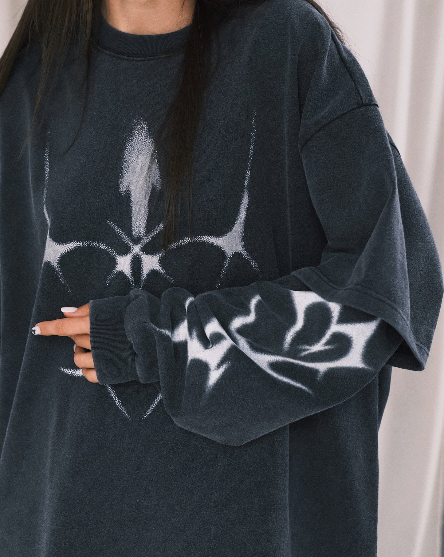Sweatshirt Оверсайз Лонг з Абстрактним Образом Gray M - Tsupkyi (Цупкий) Taton.shop