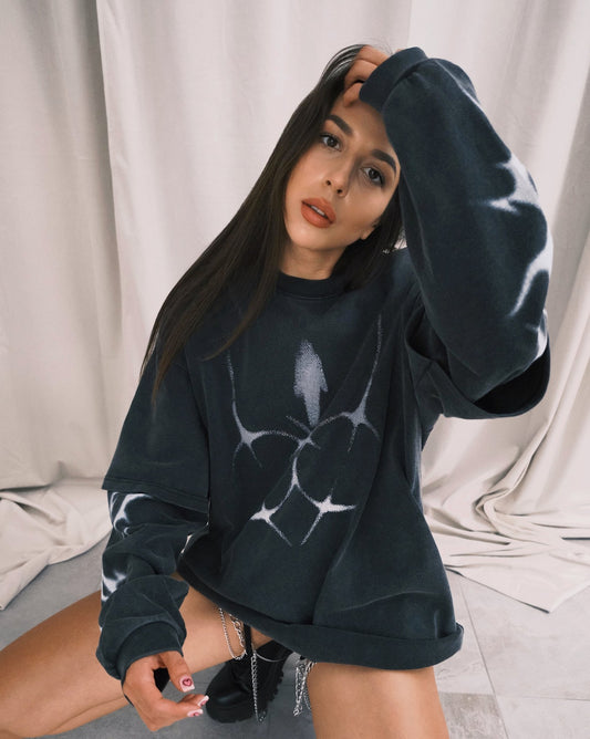 Sweatshirt Оверсайз Лонг з Абстрактним Образом Gray M - Tsupkyi (Цупкий) Taton.shop