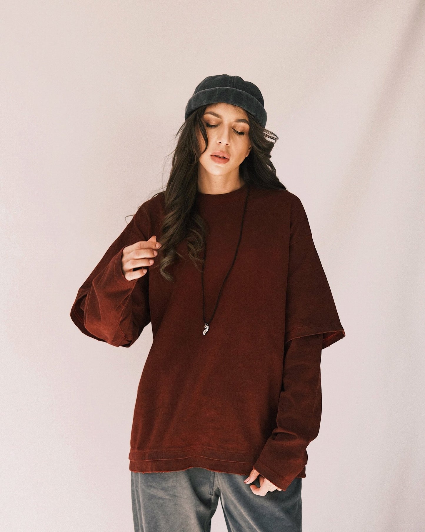 Sweatshirt Оверсайз Лонг с ефектом СТО Ripe Cherry S - Tsupkyi (Цупкий) Taton.shop