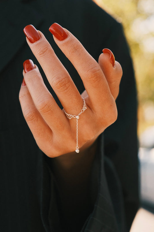 Каблучка S925 Срібна каблучка з подвійним ланцюжковим дизайном - Kashimir.me Taton.shop