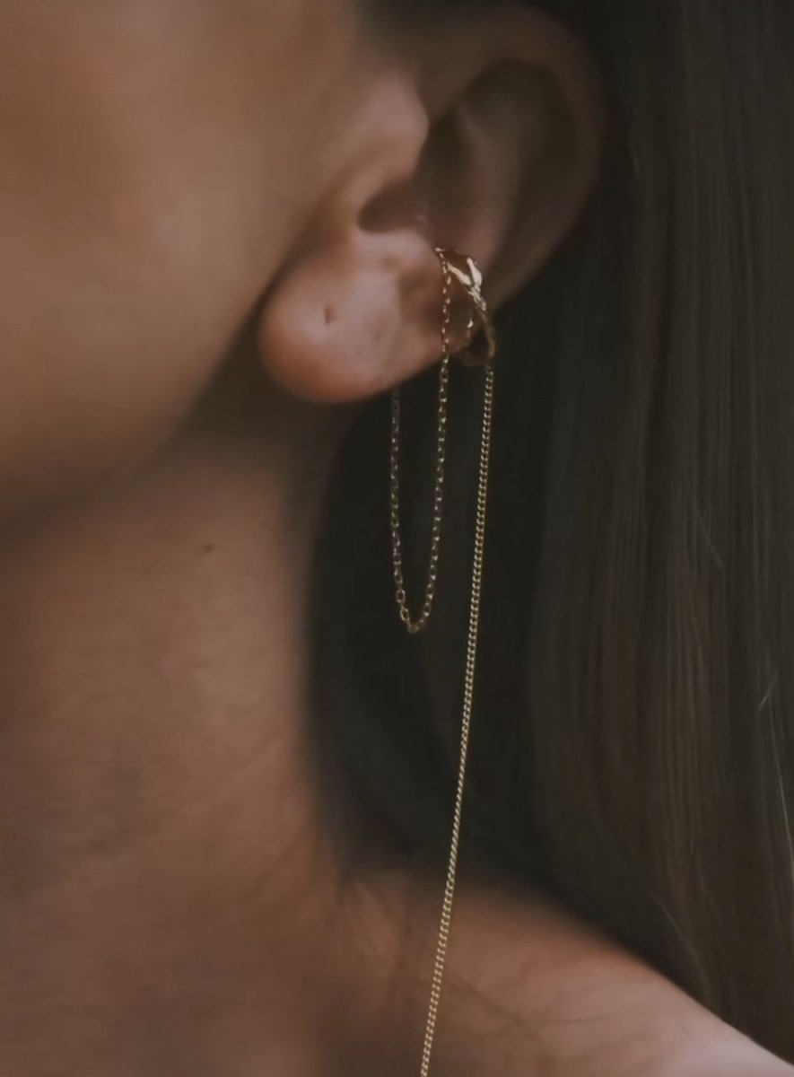 Сережки S925 Срібні Сережки Каф - Золотий Болоньєзе - Kashimir.me Taton.shop