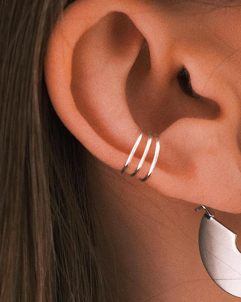Сережки S925 Срібний Потрійний каф «Три кільця» - Kashimir.me Taton.shop