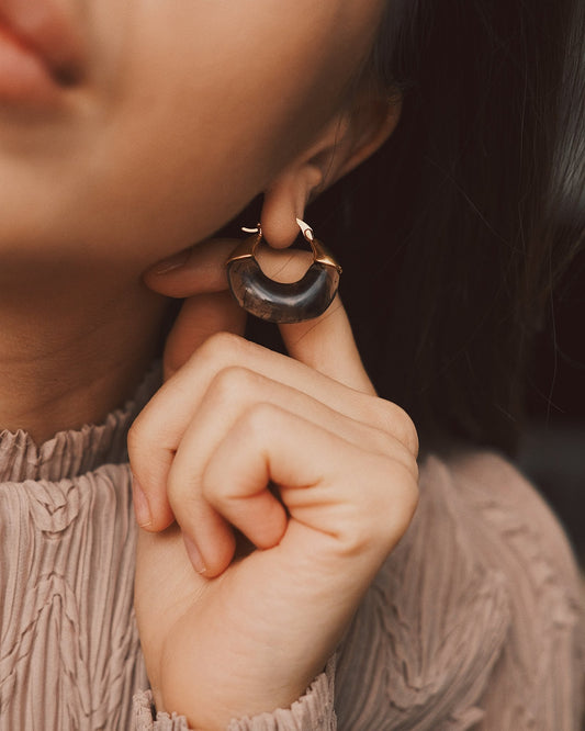 Сережки Сережки - хупі зі смоли та міді Глибокий Темний - Kashimir.me Taton.shop