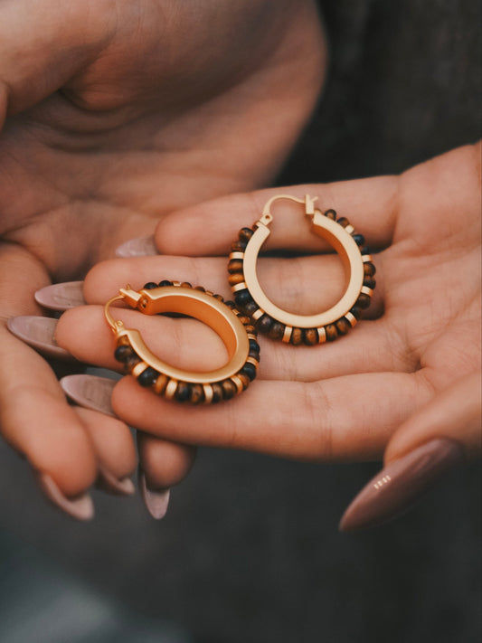 Сережки Сережки - кільця Maillard з тигровим оком «Тигровий Оберіг» - Kashimir.me Taton.shop