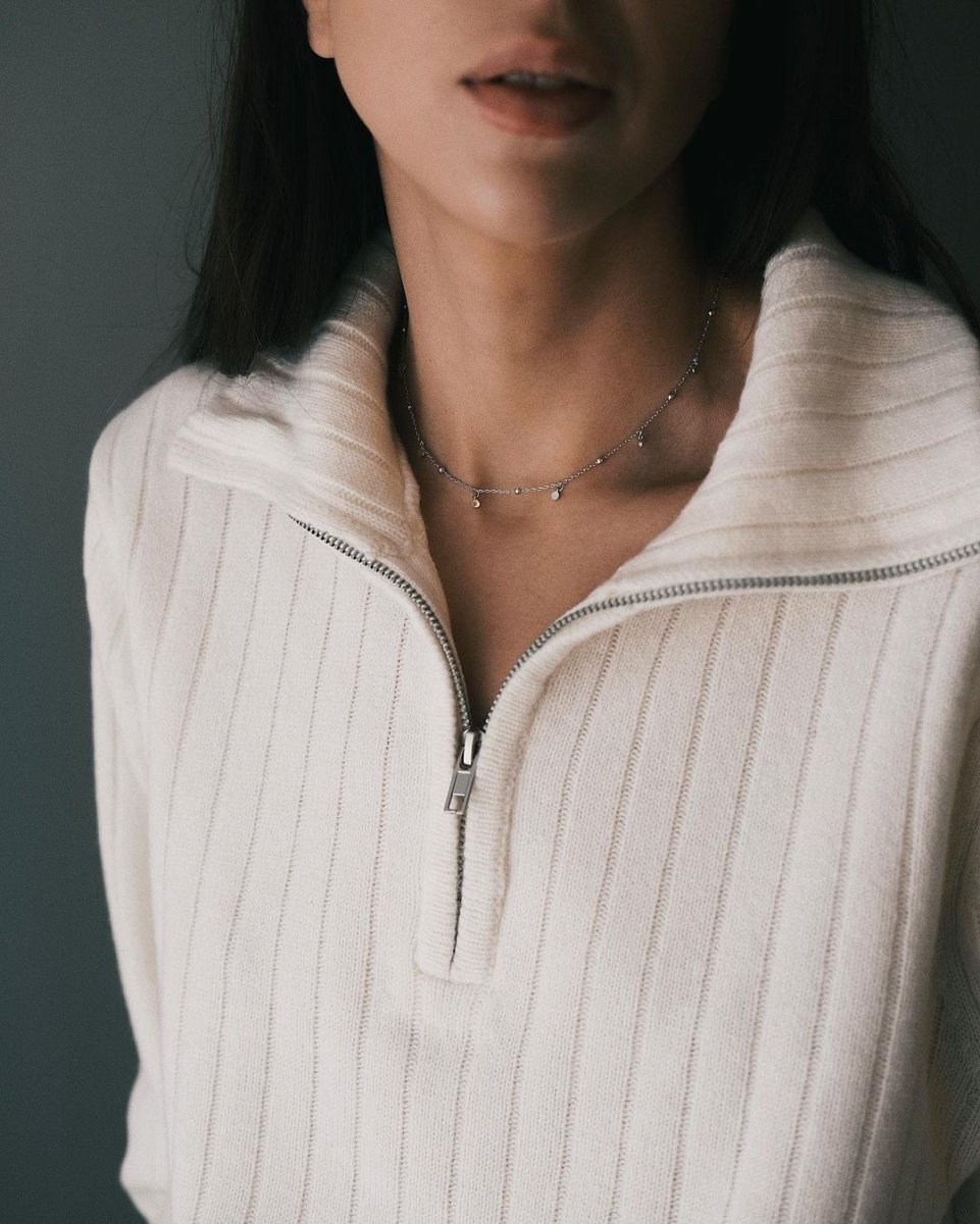 Светр Светр з застібкою під горло зі 100% Вовни Мериноса Один розмір Молочний - Tsupkyi (Цупкий) Taton.shop