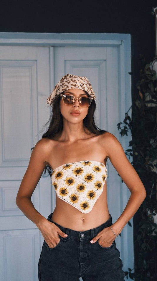 Хустка В'язана Косинка Kashket Чорна з квітами - Kashket.me Taton.shop