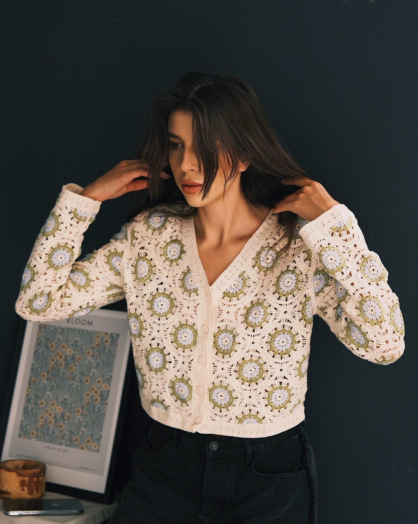 Tops В'язаний квітковий Кардиган One size Beige - Tsupkyi (Цупкий) Taton.shop