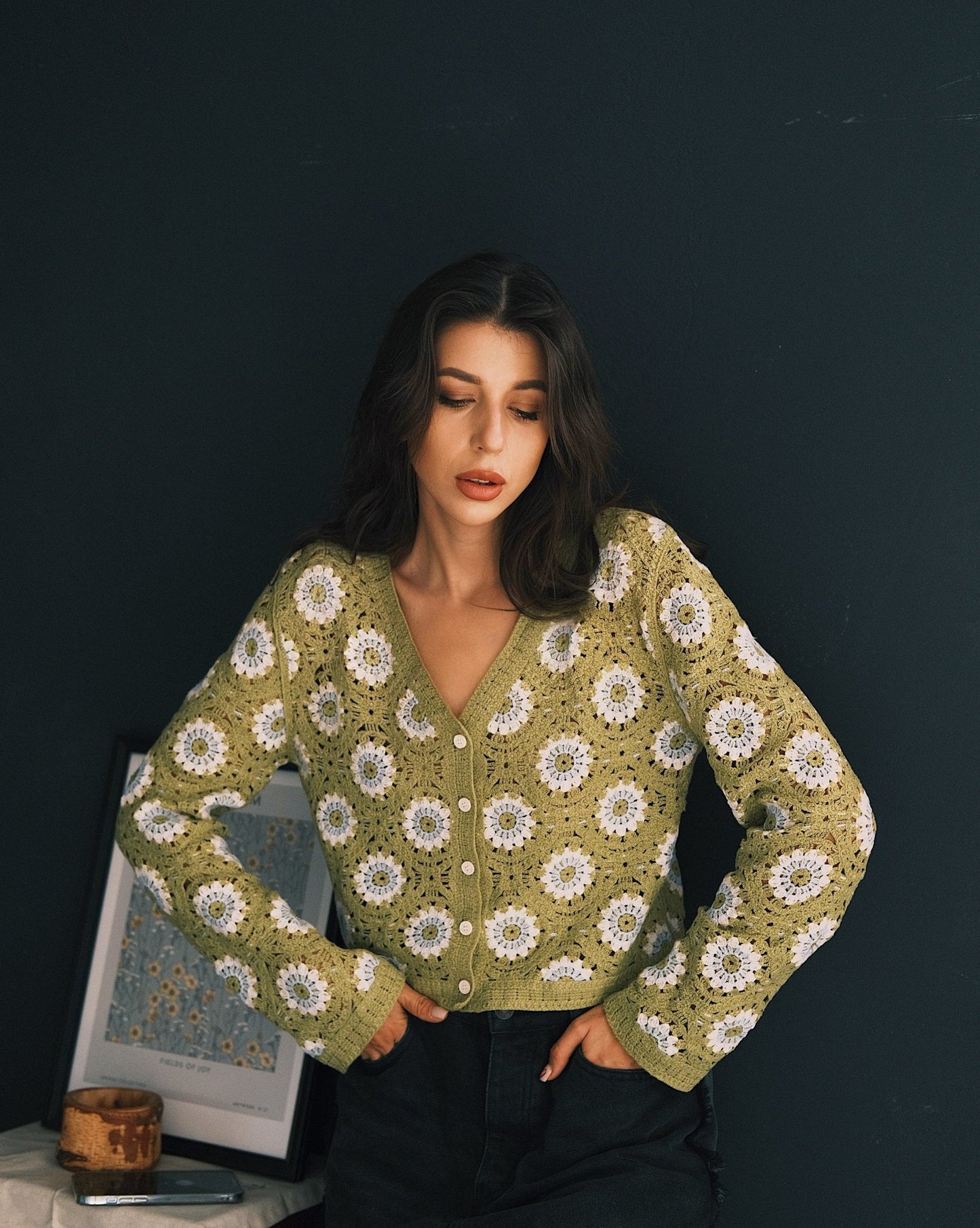 Tops В'язаний квітковий Кардиган One size Green - Tsupkyi (Цупкий) Taton.shop