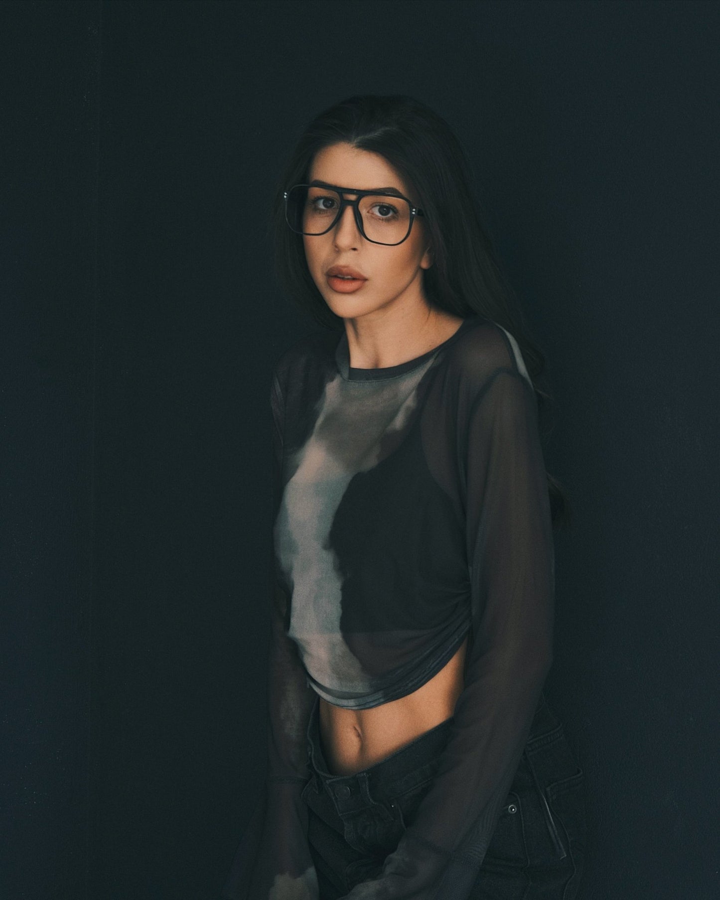 Blouses Прозорий сітчастий лонгслів із розмитим tie - dye принтом Gray - Tsupkyi (Цупкий) Taton.shop