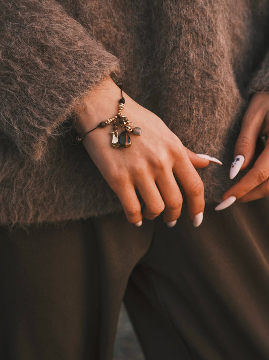 Браслет Браслет «Антична муза» — тигрове око + агат, латунь, вінтажна тиха розкіш ✨ - Kashimir.me Taton.shop