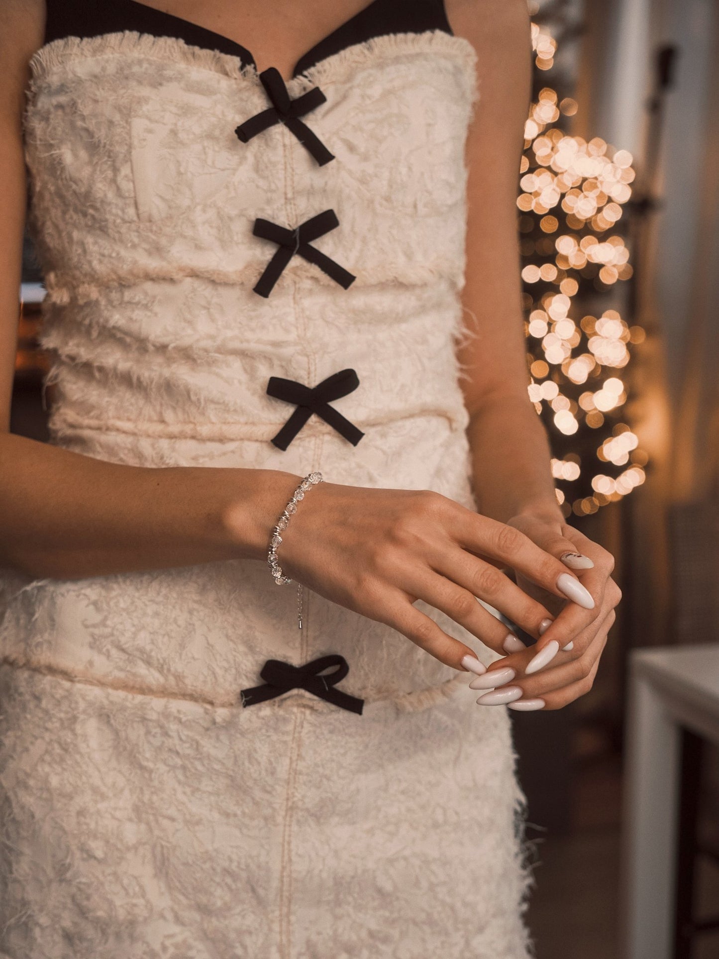 Браслет Браслет «Кришталеве Сяйво» ✨ Посріблені брусочки + прозорі грановані намистини, регульований - Kashimir.me Taton.shop