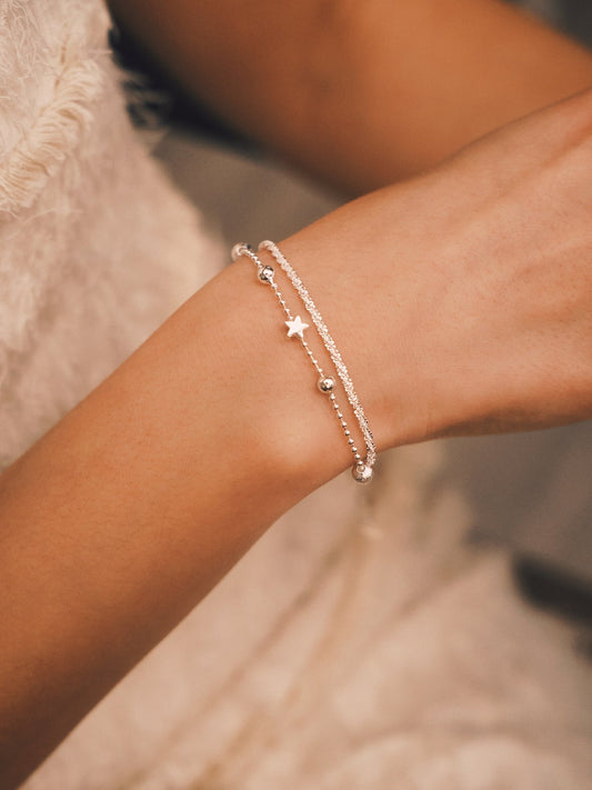 Браслет Посріблений двошаровий браслет зі зірочкою — делікатний мінімалізм - Kashimir.me Taton.shop