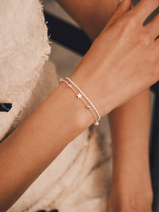 Браслет Посріблений двошаровий браслет зі зірочкою — делікатний мінімалізм - Kashimir.me Taton.shop