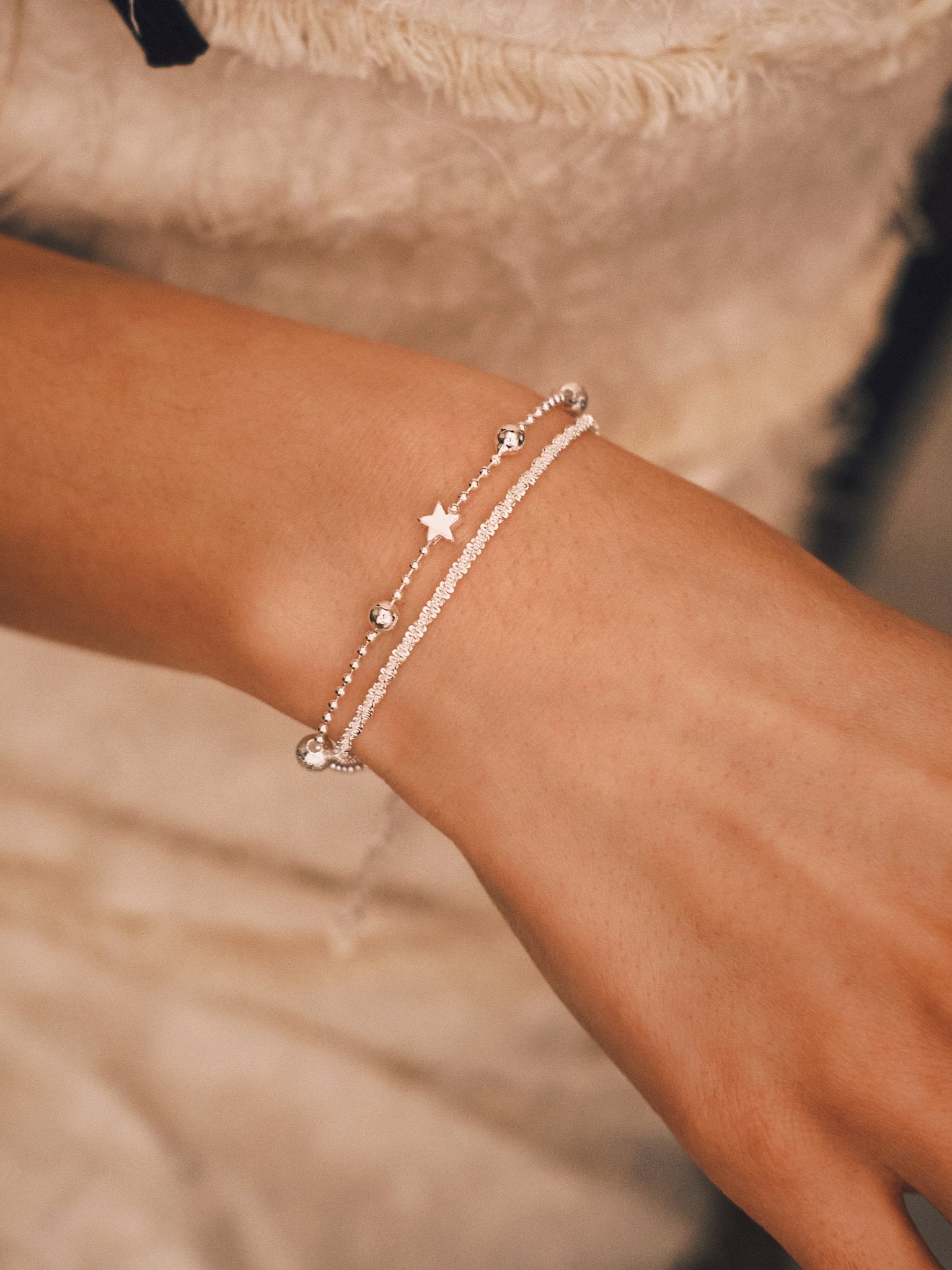 Браслет Посріблений двошаровий браслет зі зірочкою — делікатний мінімалізм - Kashimir.me Taton.shop