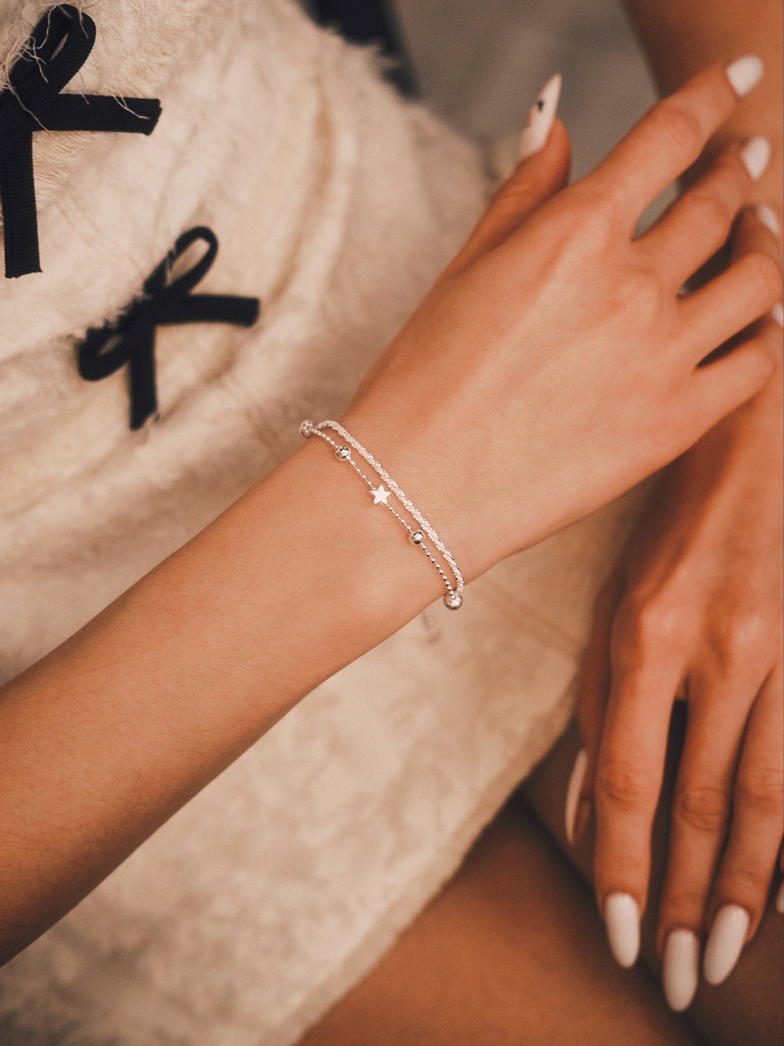 Браслет Посріблений двошаровий браслет зі зірочкою — делікатний мінімалізм - Kashimir.me Taton.shop