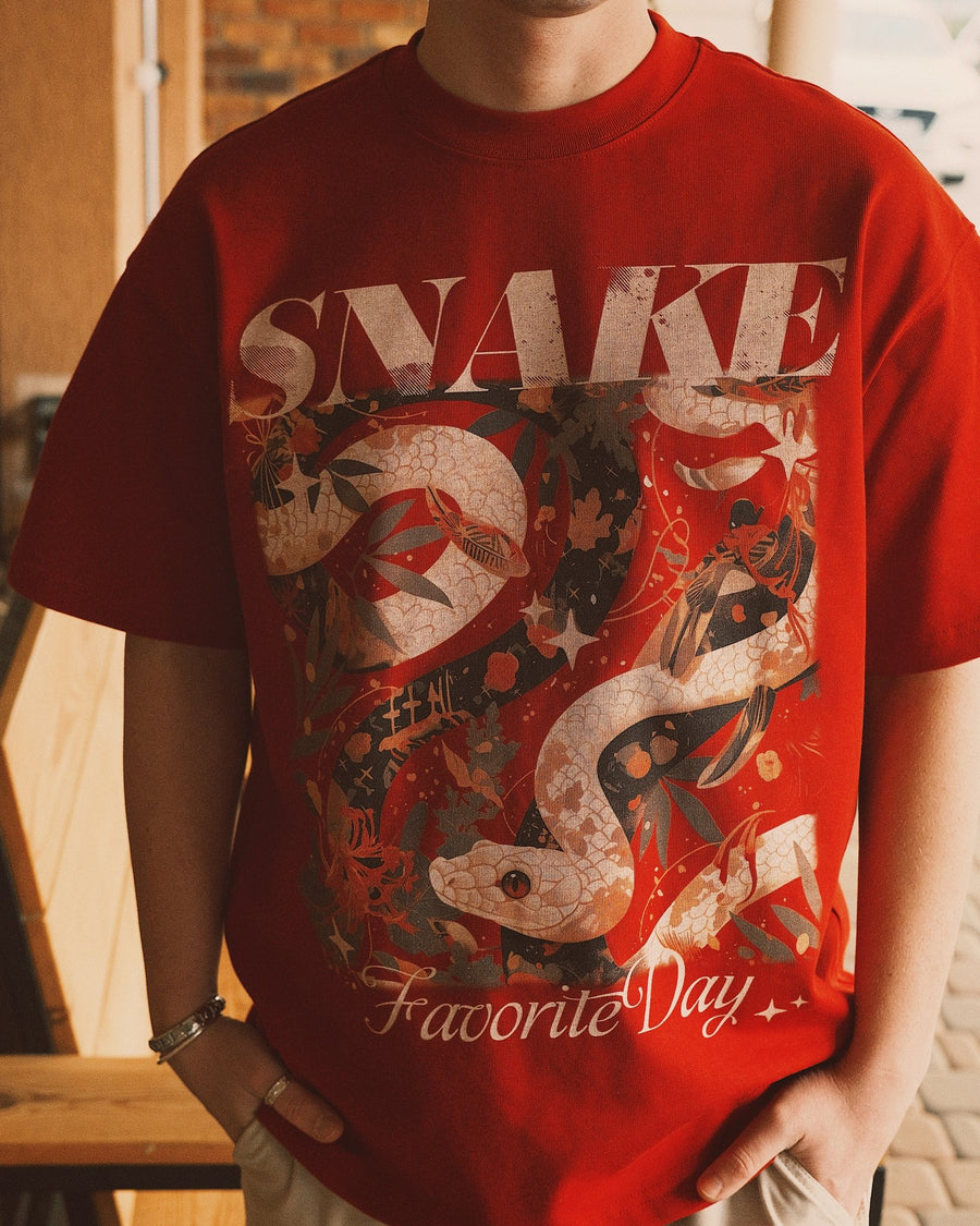 T-shirt Червона футболка з принтом SNAKE M - Tsupkyi (Цупкий) Taton.shop