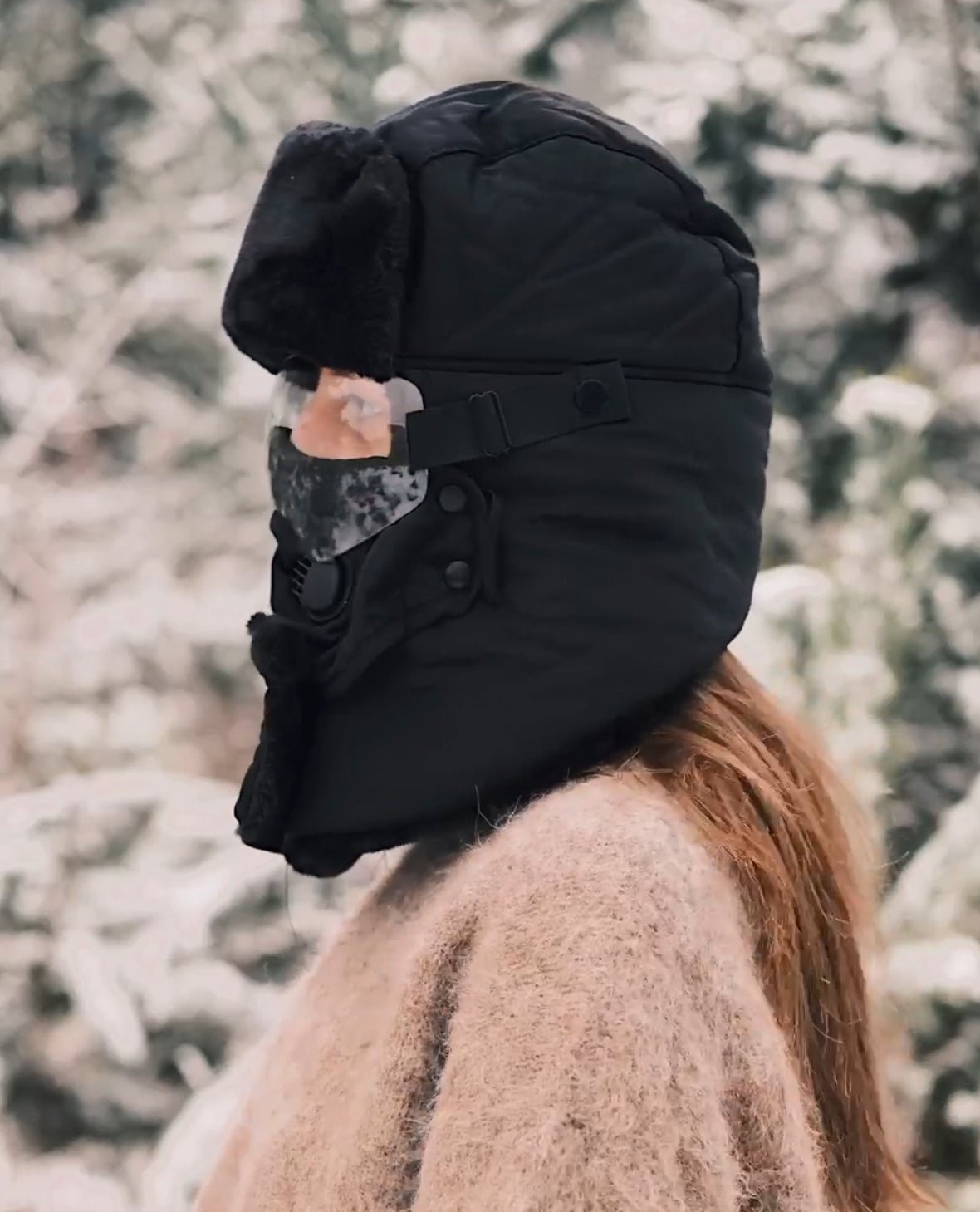 Шапка Чоловіча лижна шапка з маскою 3 в 1 Чорна з зірочками - Kashket.me Taton.shop