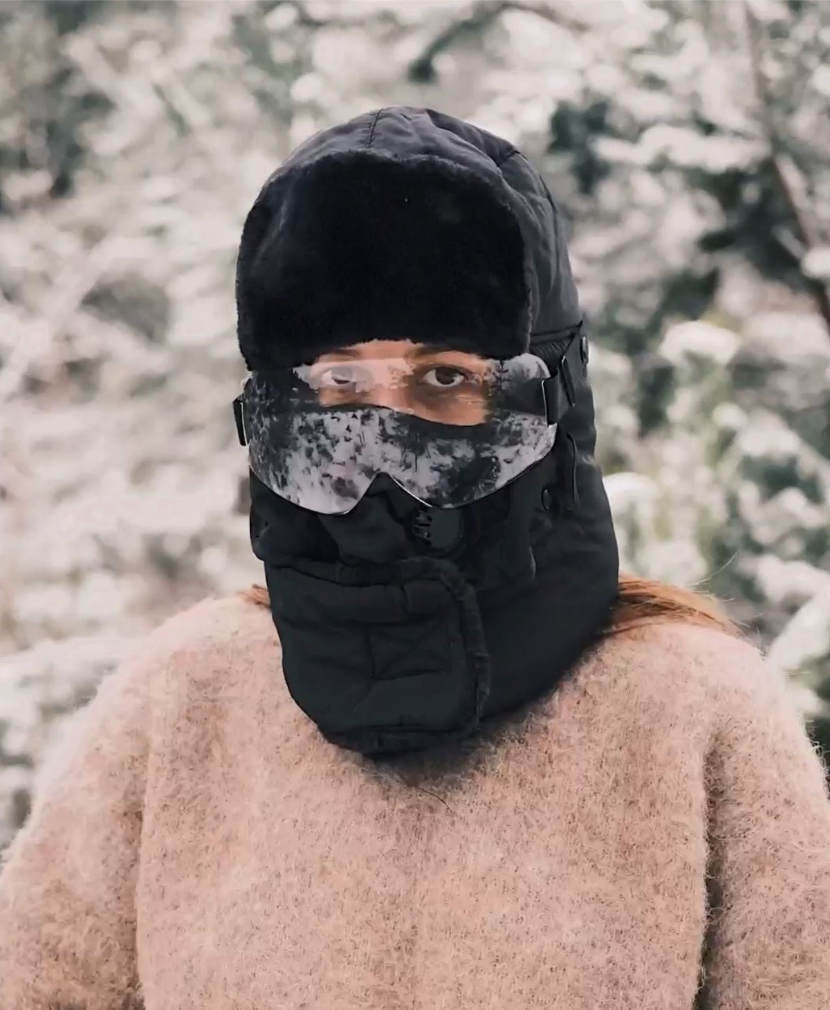 Шапка Чоловіча лижна шапка з маскою 3 в 1 Чорна - Kashket.me Taton.shop