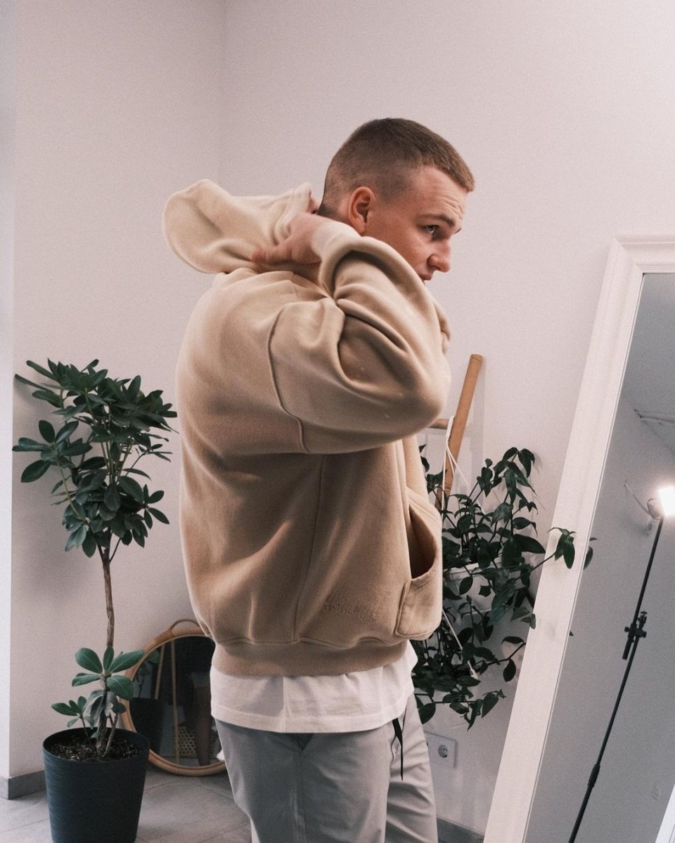 Hoodies Плямистий оверсайз Худі з капюшоном S Беж - Tsupkyi (Цупкий) Taton.shop