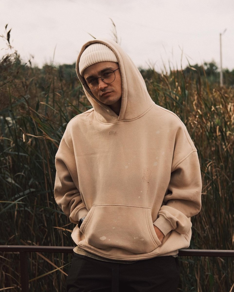 Hoodies Плямистий оверсайз Худі з капюшоном S Беж - Tsupkyi (Цупкий) Taton.shop