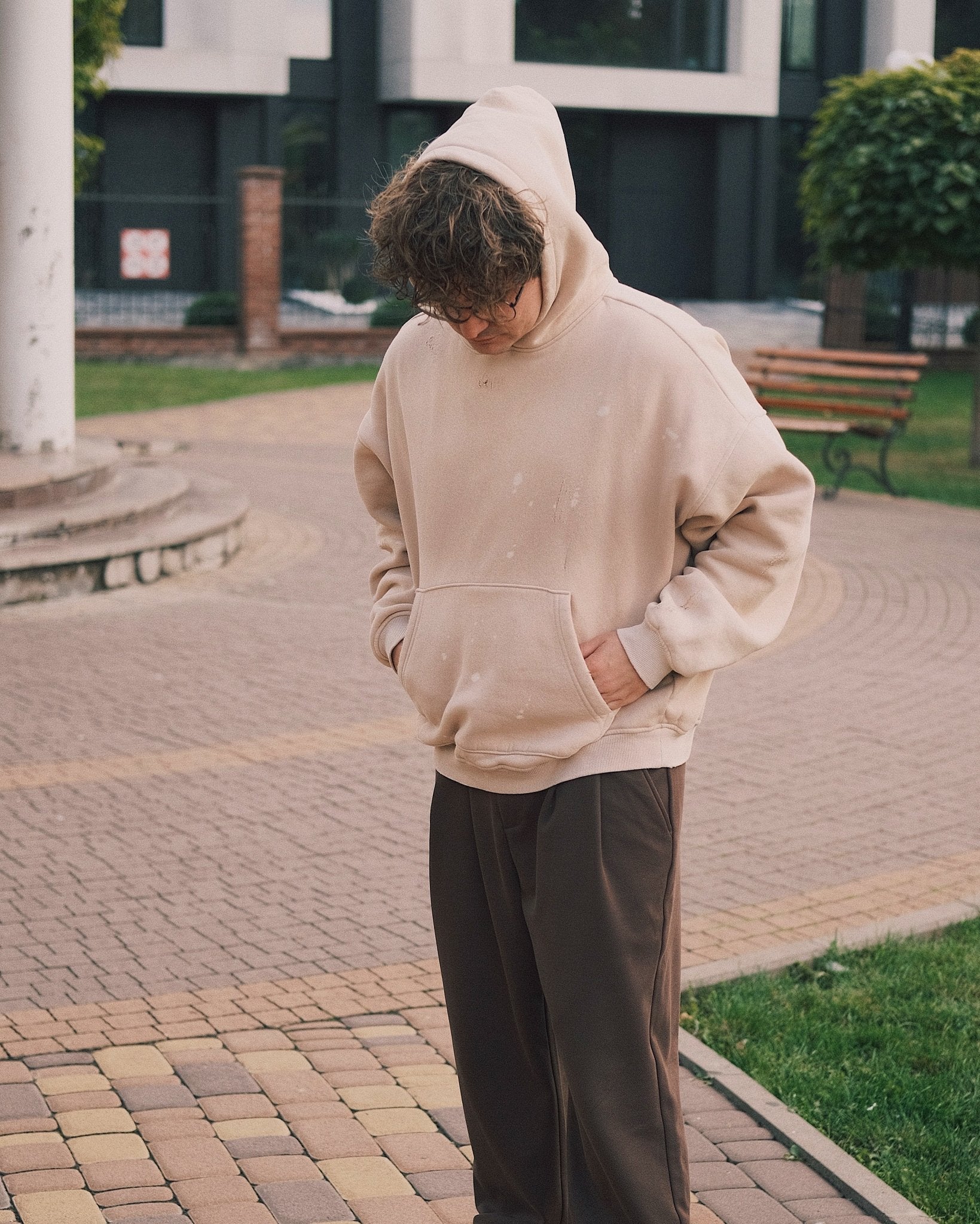 Hoodies Плямистий оверсайз Худі з капюшоном S Беж - Tsupkyi (Цупкий) Taton.shop