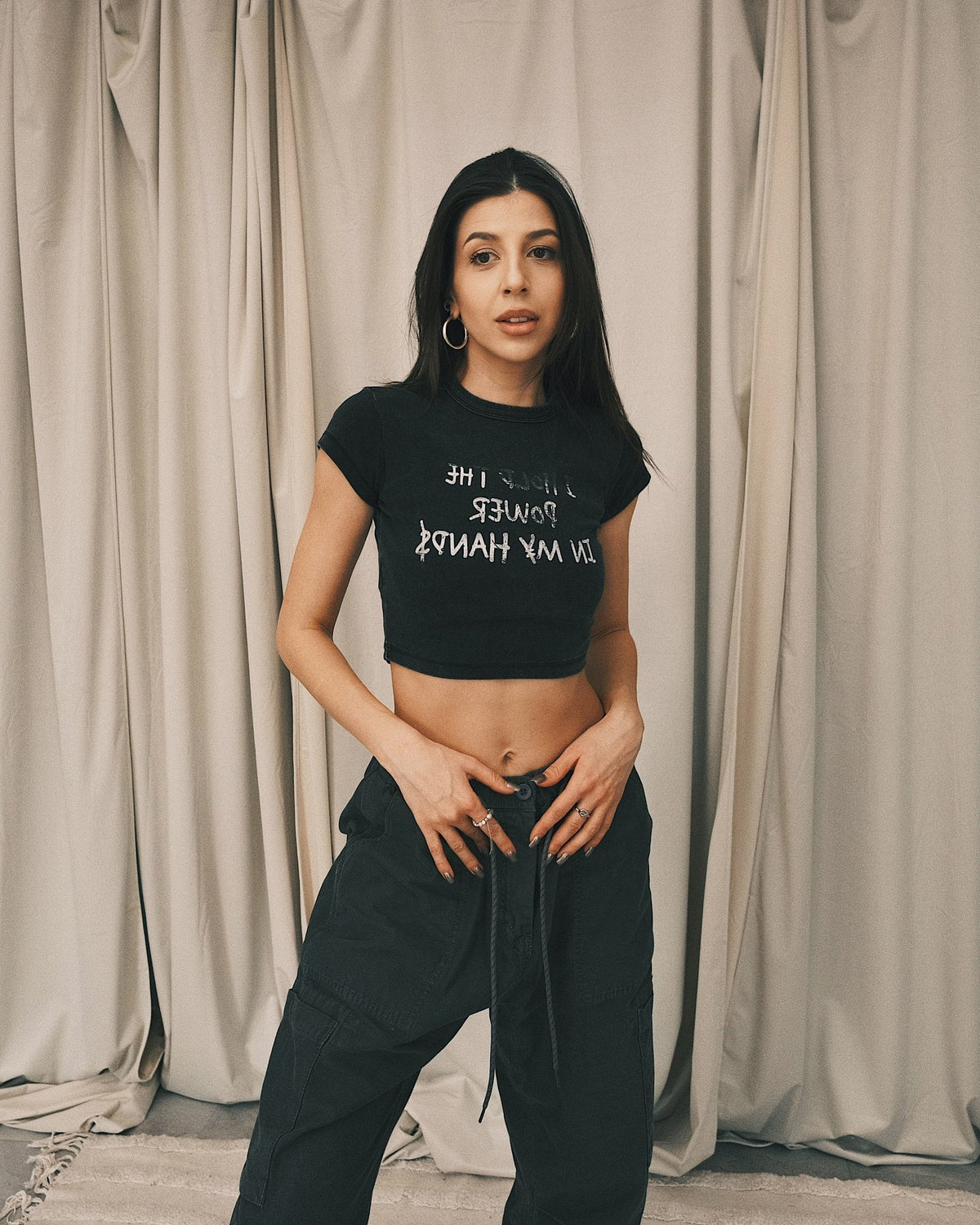 Tops Топ «I HOLD THE POWER IN MY HANDS» S Black - Tsupkyi (Цупкий) Taton.shop