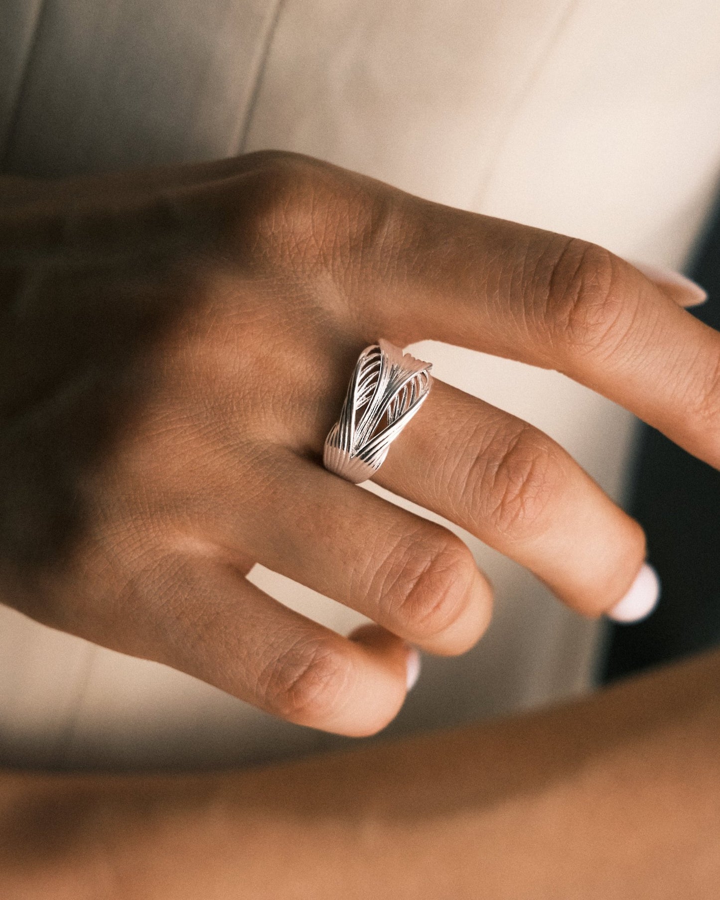 Каблучка «Лінії Магнетизму» — срібне покриття, регульована З регулюванням - Kashimir.me Taton.shop