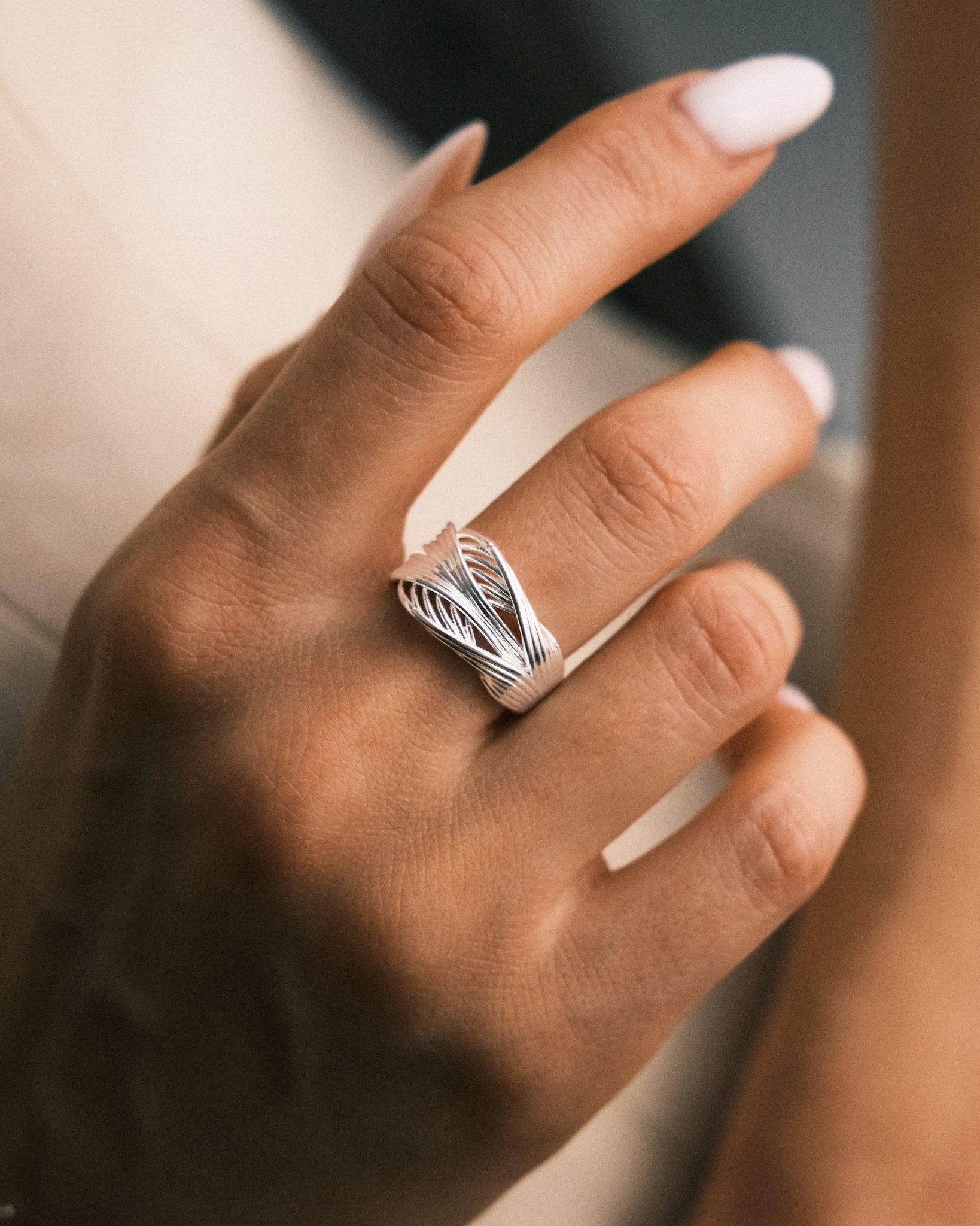 Каблучка «Лінії Магнетизму» — срібне покриття, регульована З регулюванням - Kashimir.me Taton.shop