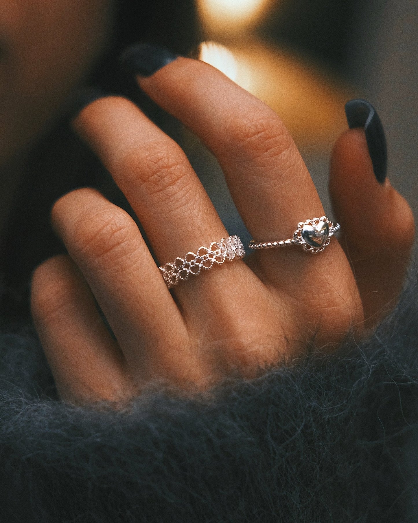 Каблучка Посріблені мереживні кільця Ніжність та Романтика Ніжність - Kashimir.me Taton.shop