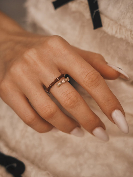 Каблучка з бордовою смолою та розсипом камінчиків, золоте покриття, регульований розмір ✨💍 З регулюванням - Kashimir.me Taton.shop