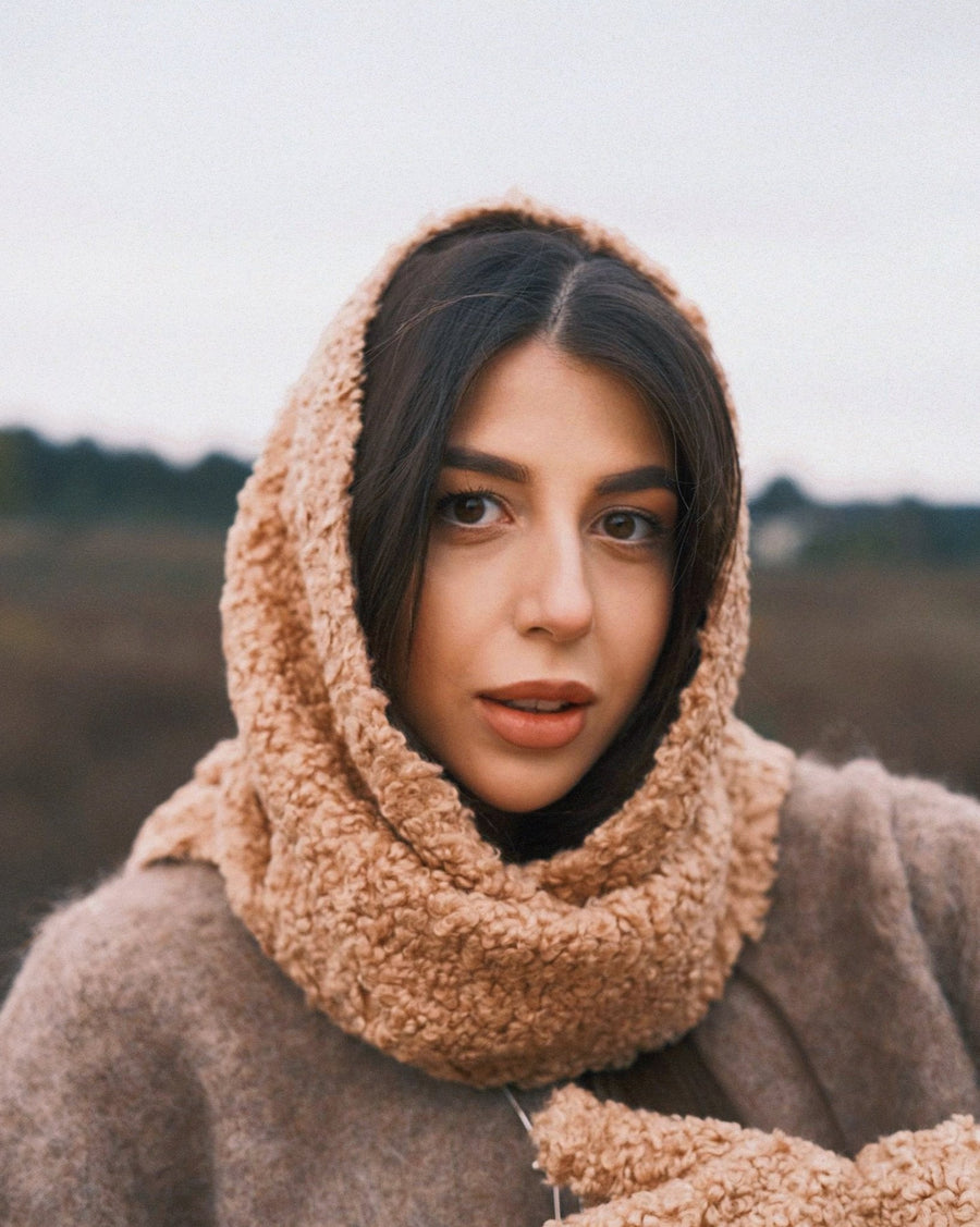 Хуска Тепла Зимня Косинка під Барашку Beige - Kashket.me Taton.shop