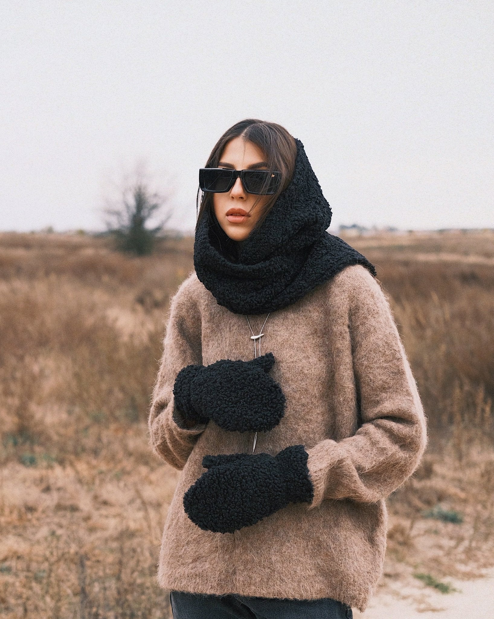 Хуска Тепла Зимня Косинка під Барашку Black - Kashket.me Taton.shop