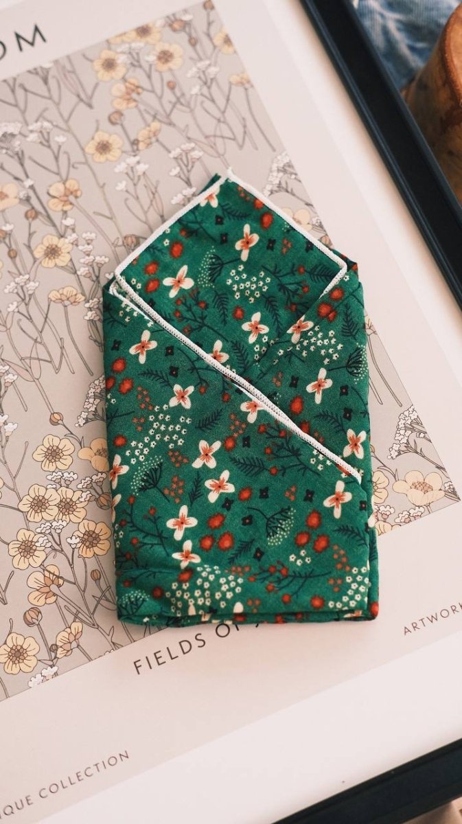 Хустка Косинка-хустка Темнозелена з травами - Kashket.me Taton.shop
