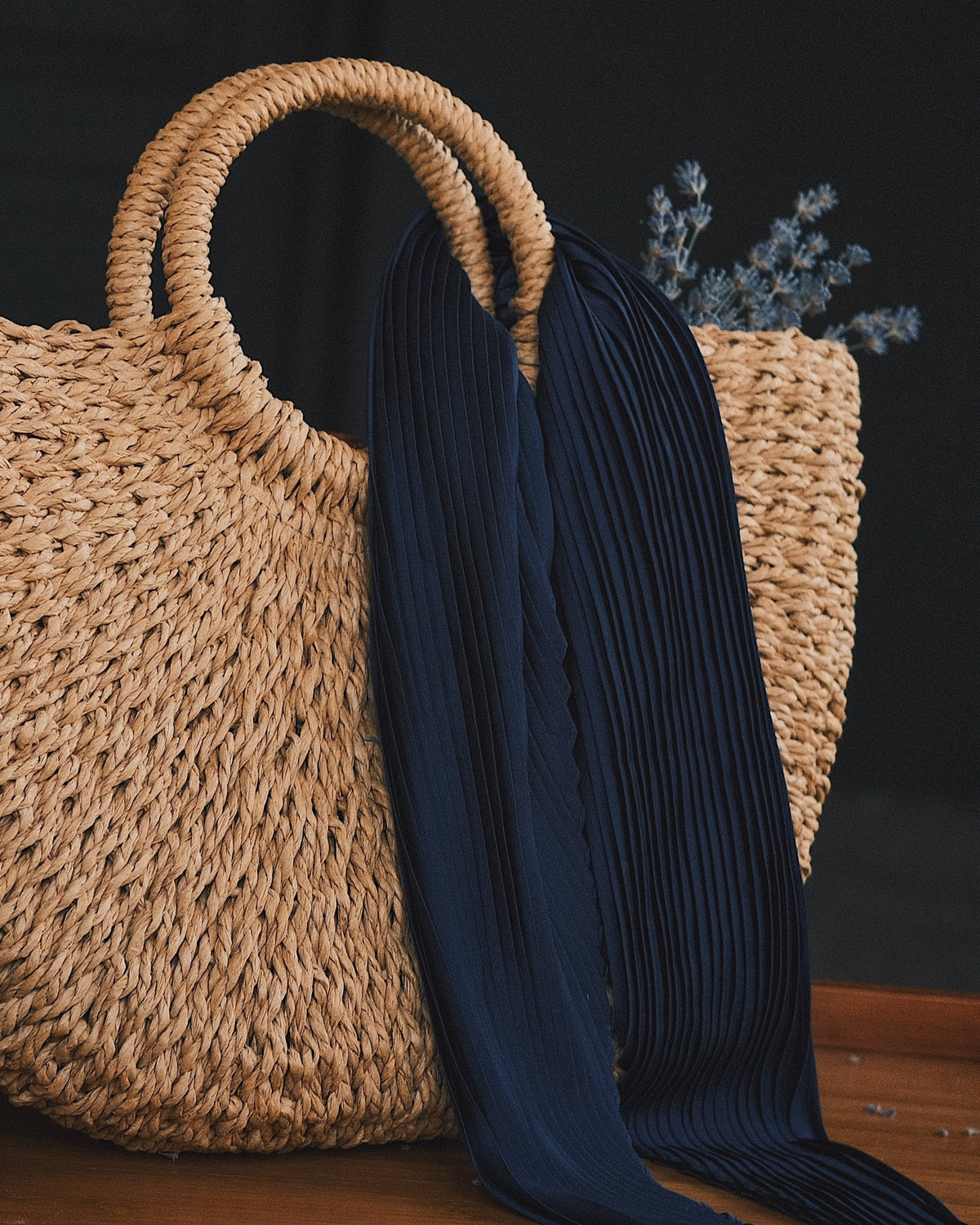Хустка Плісеровані однотонні хустинки Темно синя - Kashket.me Taton.shop