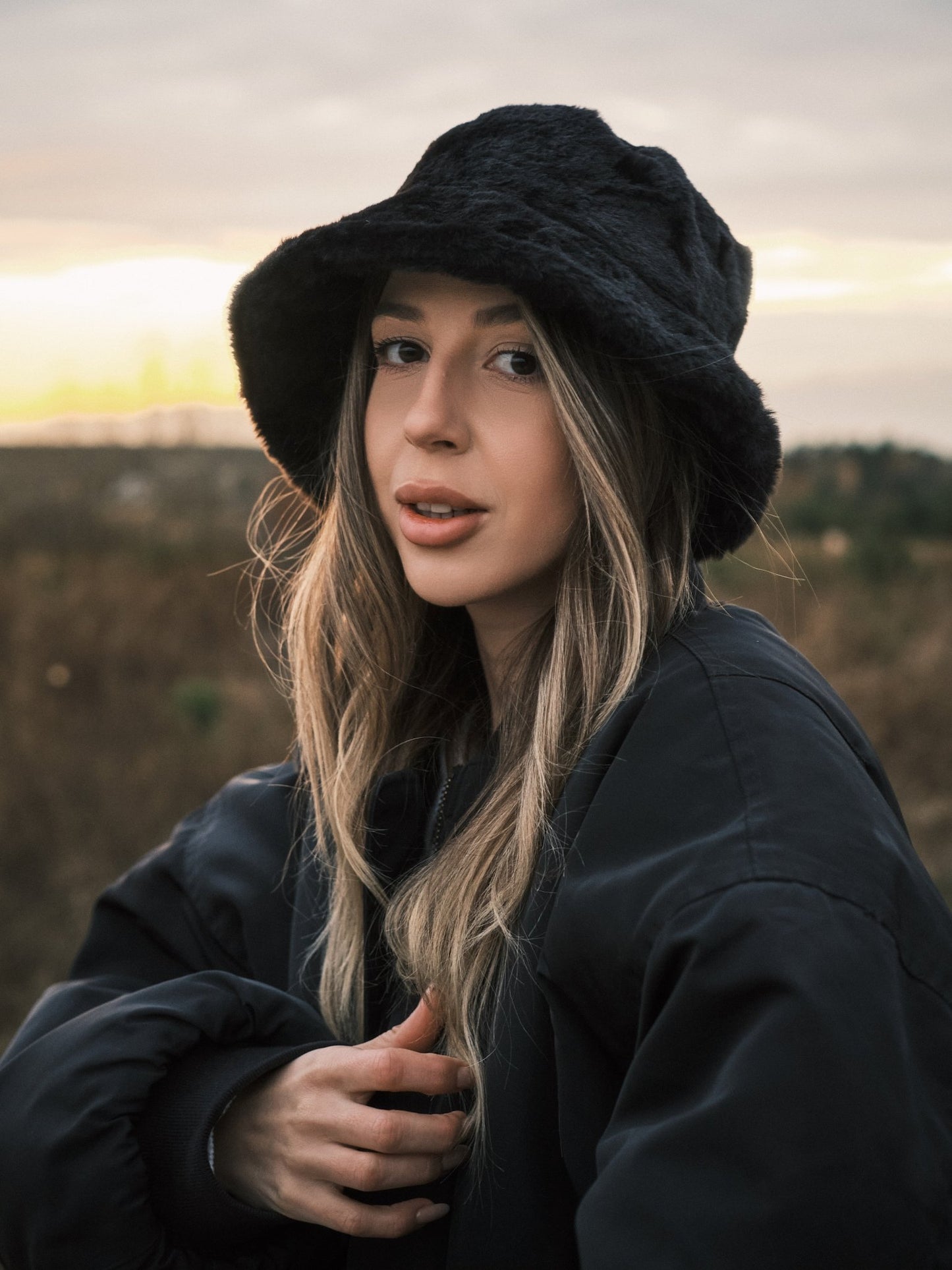 Панама Панама з еко - хутра Teddy Bucket Black - Kashket.me Taton.shop