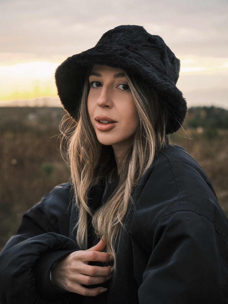 Панама Панама з еко - хутра Teddy Bucket Black - Kashket.me Taton.shop