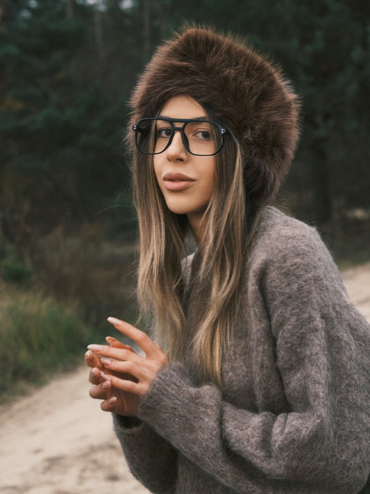 Панама Тепла зимова повʼязка на голову зі штучного хутра 🧣✨ жіноча хутряна повʼязка замість шапки Brown - Kashket.me Taton.shop