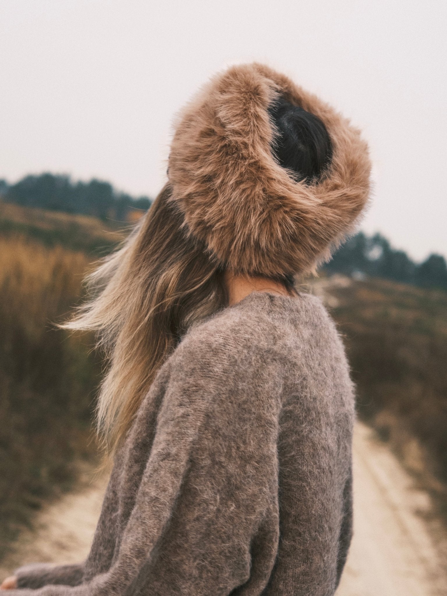 Панама Тепла зимова повʼязка на голову зі штучного хутра 🧣✨ жіноча хутряна повʼязка замість шапки Caramel - Kashket.me Taton.shop