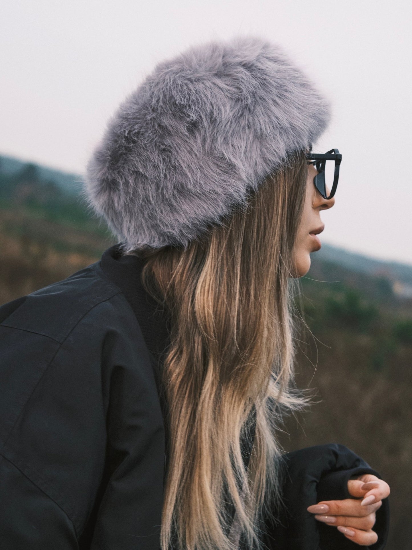 Панама Тепла зимова повʼязка на голову зі штучного хутра 🧣✨ жіноча хутряна повʼязка замість шапки Gray - Kashket.me Taton.shop