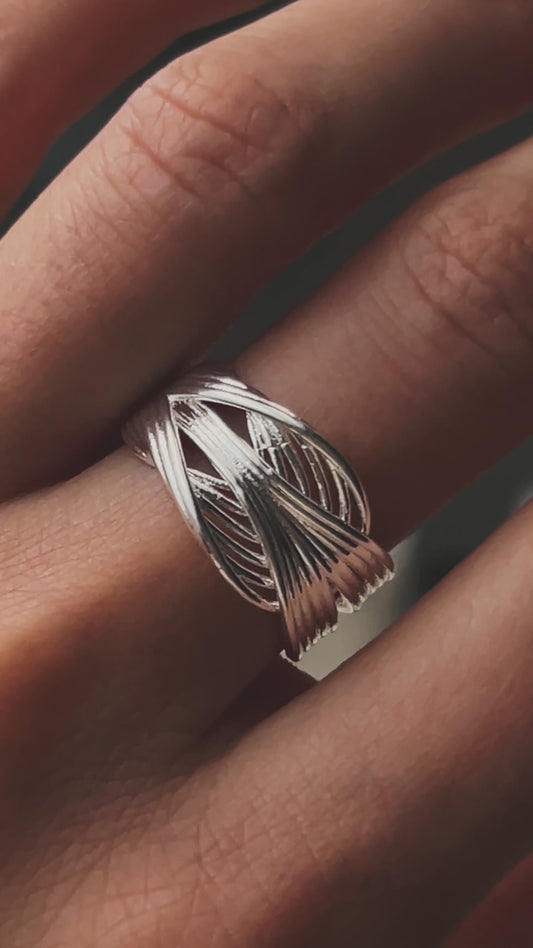 Каблучка «Лінії Магнетизму» — срібне покриття, регульована