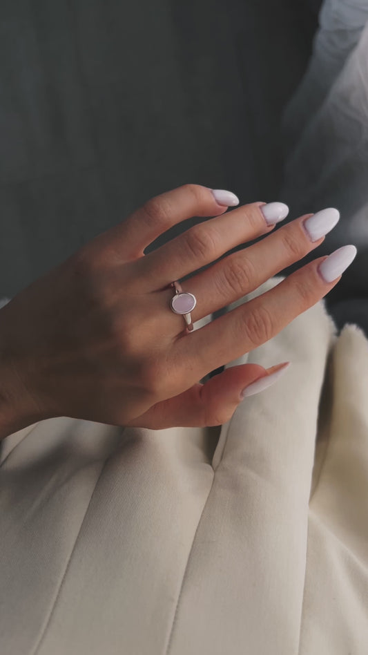 ✨ Посріблена каблучка з рожевим овалом ✨