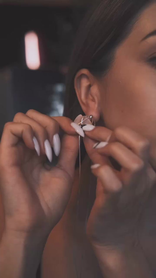 S925 Silver Earrings - Long Iron