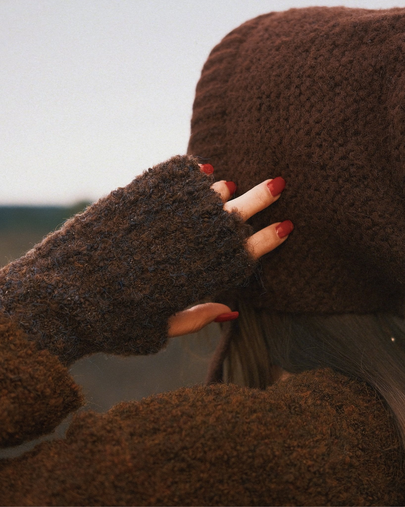 Рукавиці Теплі в'язані Мітенки рукавички без пальців Beige - Kashket.me Taton.shop