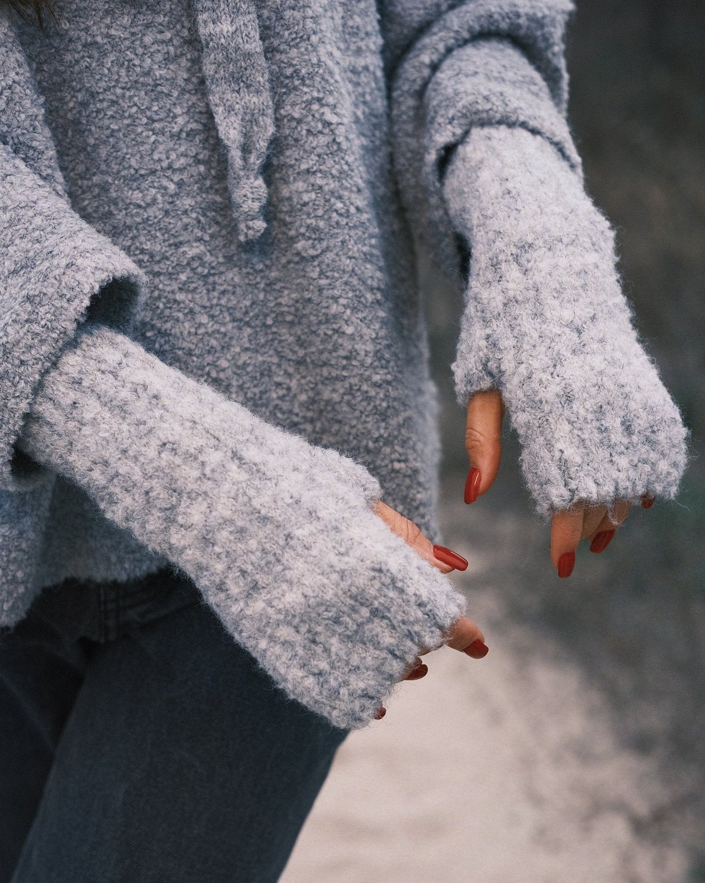 Рукавиці Теплі в'язані Мітенки рукавички без пальців Beige - Kashket.me Taton.shop