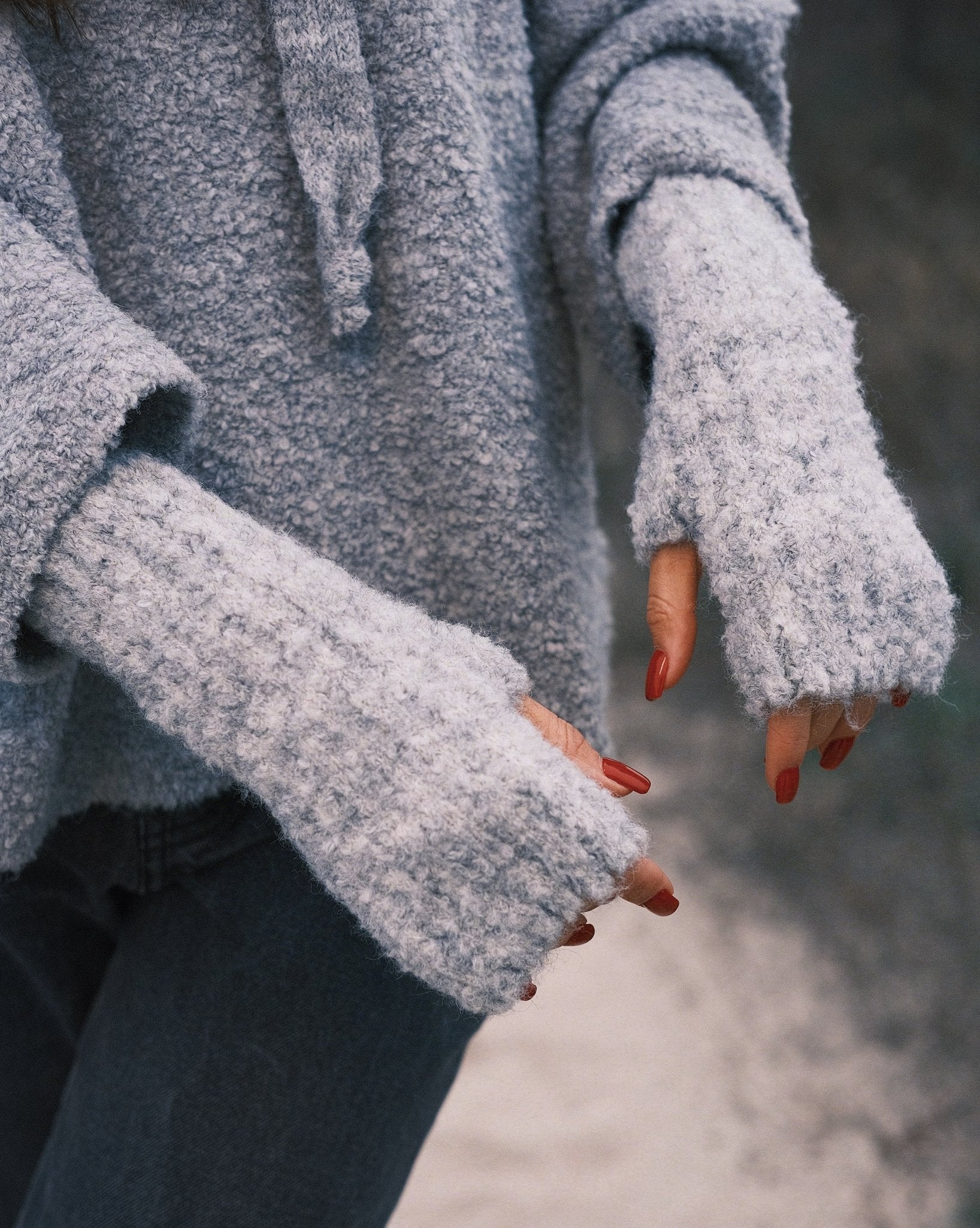 Рукавиці Теплі в'язані Мітенки рукавички без пальців Beige - Kashket.me Taton.shop